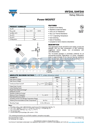 SIHFZ48-E3 datasheet - Power MOSFET