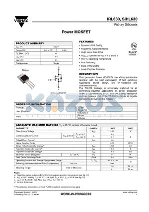 SIHL630-E3 datasheet - Power MOSFET