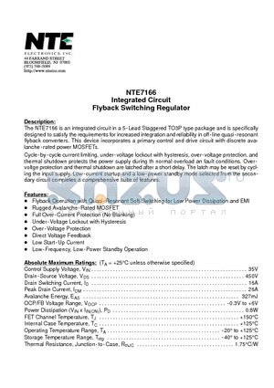 NTE7166 datasheet - Integrated Circuit Flyback Switching Regulator