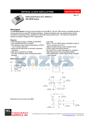 HS-2871 datasheet - CRYSTAL CLOCK OSCILLATORS