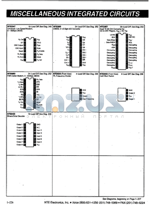 NTE9200 datasheet - MISCELLAMEOUS INTEGRATED CIRCUITS