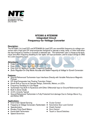 NTE995M datasheet - Integrated Circuit Frequency-to-Voltage Converter