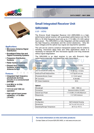 SIRU3000 datasheet - Small Integrated Receiver Unit