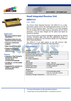SIRU1111 datasheet - Small Integrated Receiver Unit