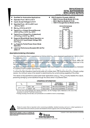 CLVC244AQDWRG4Q1 datasheet - OCTAL BUFFER/DRIVER WITH 3-STATE OUTPUTS