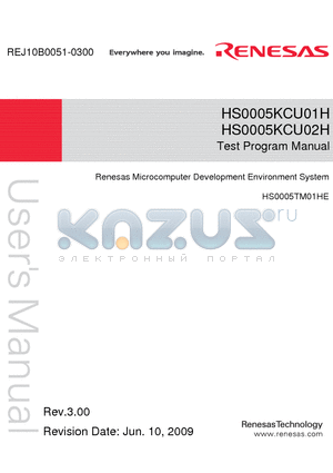 HS0005KCU01H datasheet - Renesas Microcomputer Development Environment System