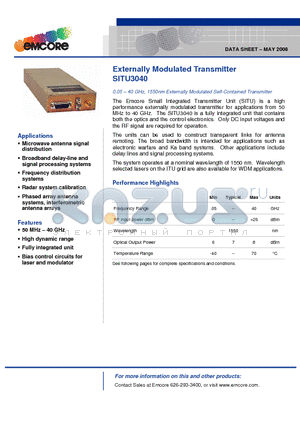 SITU3040 datasheet - Externally Modulated Transmitter