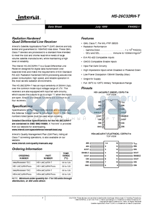 HS1-26C32RH-T datasheet - Radiation Hardened Quad Differential Line Driver