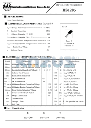 HS1205 datasheet - PNP SILICON TRANSISTOR