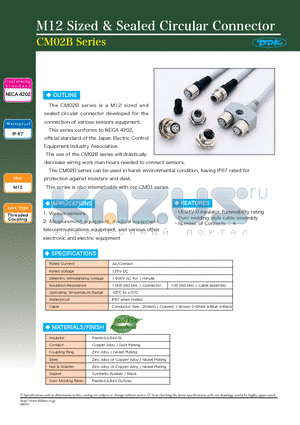 CM01-8DPRA-4SD-CF01 datasheet - M12 Sized & Sealed Circular Connector