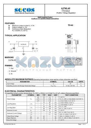 SJ78L05 datasheet - 3-Terminal Voltage Regulator
