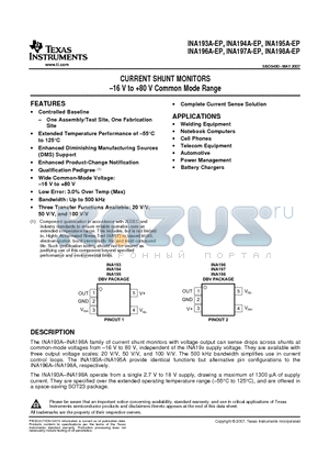 V62/07638-01XE datasheet - CURRENT SHUNT MONITORS16 V to 80 V Common Mode Range