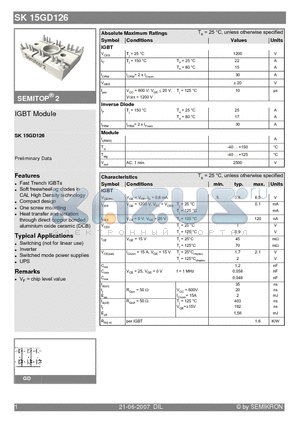 SK15GD126_07 datasheet - IGBT Module