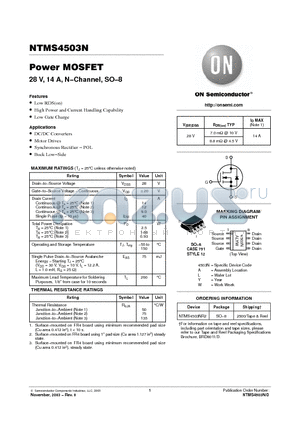 NTMS4503N datasheet - Power MOSFET