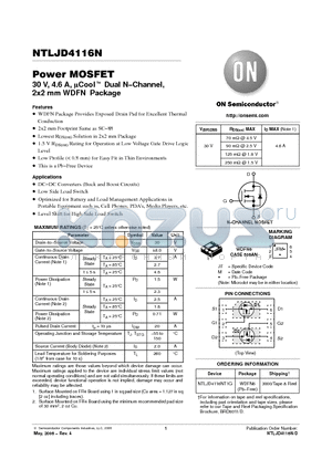 NTLJD4116N datasheet - Power MOSFET