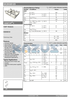 SK20GB123 datasheet - IGBT Module