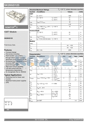 SK20GD123 datasheet - IGBT Module