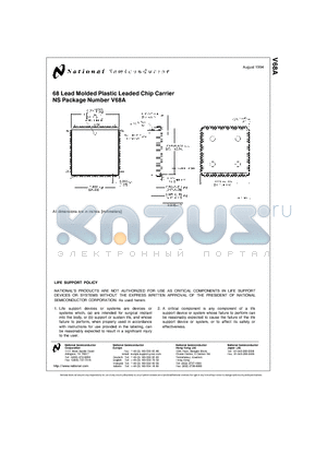 V68A datasheet - 68 Lead Molded Plastic Leaded Chip Carrier NS Package Number V68A