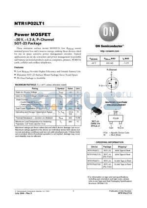 NTR1P02LT3 datasheet - Power MOSFET