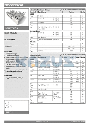 SK30GBB066T datasheet - IGBT Module