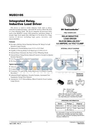 NUD3105LT1 datasheet - Integrated Relay, Inductive Load Driver