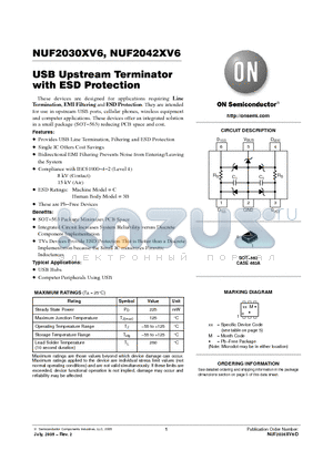 NUF2042XV6T1 datasheet - USB Upstream Terminator with ESD Protection