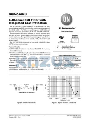 NUF4010MU datasheet - 4-Channel EMI Filter with Integrated ESD Protection