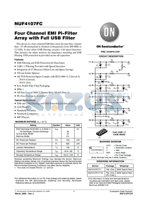 NUF4107FCT1 datasheet - Four Channel EMI Pi−Filter Array with Full USB Filter