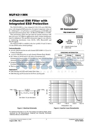 NUF4211MN datasheet - 4-Channel EMI Filter with Integrated ESD Protection