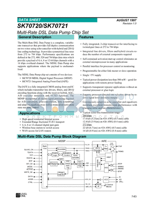 SK70721 datasheet - Multi-Rate DSL Data Pump Chipt Set