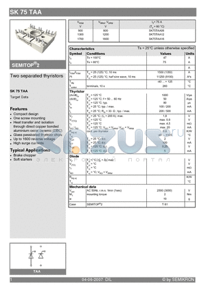 SK75TAA datasheet - Two separated thyristors