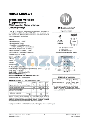 NUP4114UCLW1T2G datasheet - Transient Voltage Suppressors