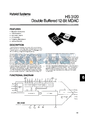 HS3120 datasheet - Double Buffered 12-Bit MDAC