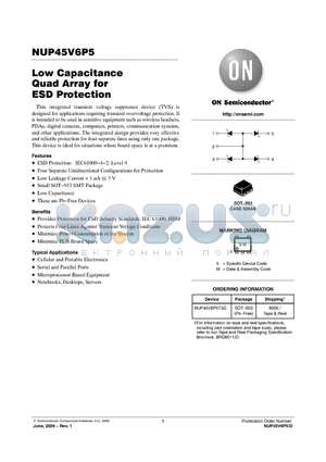 NUP45V6P5T5G datasheet - Low Capacitance Quad Array for ESD Protection