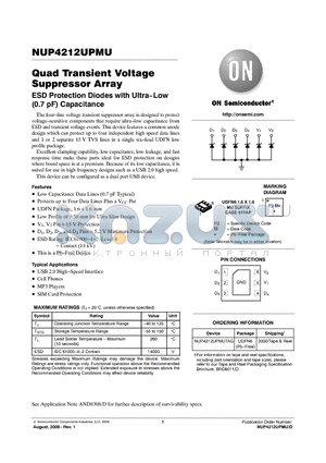 NUP4212UPMU datasheet - Quad Transient Voltage Suppressor Array