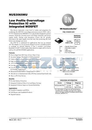 NUS3065MU datasheet - Low Profile Overvoltage Protection IC with Integrated MOSFET