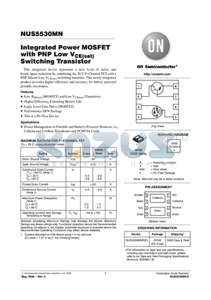 NUS5530MNR2G datasheet - Integrated Power MOSFET with PNP Low VCE(sat) Switching Transistor