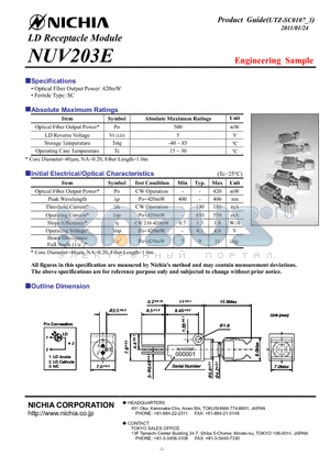 NUV203E datasheet - LD Receptacle Module