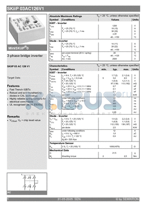 SKIIP03AC126V1 datasheet - 3-phase bridge inverter