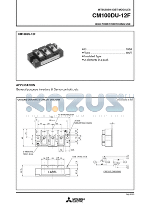 CM100DU-12F datasheet - HIGH POWER SWITCHING USE