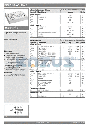 SKIIP37AC126V2 datasheet - 3-phase bridge inverter