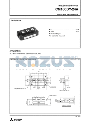 CM100DY-24A datasheet - IGBT MODULES HIGH POWER SWITCHING USE