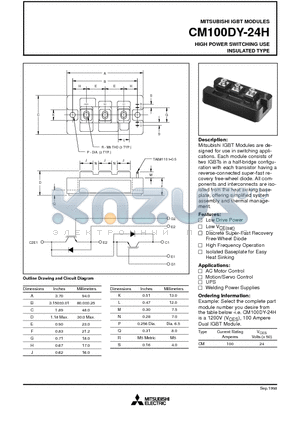 CM100DY-24H datasheet - HIGH POWER SWITCHING USE INSULATED TYPE