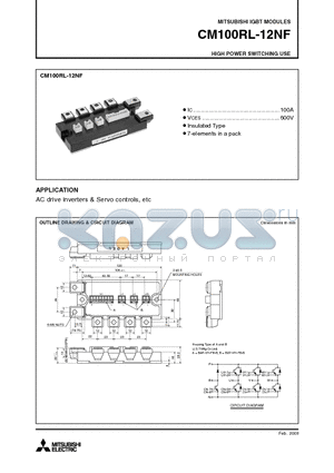 CM100RL-12NF datasheet - IGBT MODULES HIGH POWER SWITCHING USE