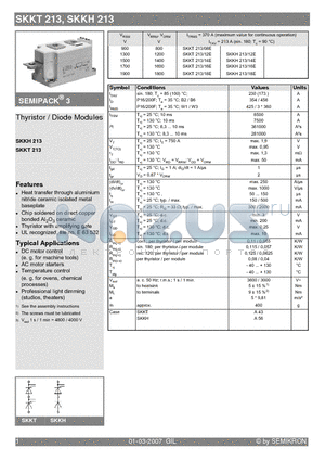 SKKT213/18E datasheet - Thyristor / Diode Modules