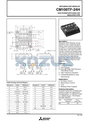 CM100TF-24H datasheet - HIGH POWER SWITCHING USE INSULATED TYPE