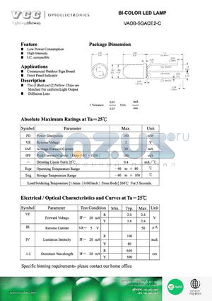 VAOB-5GACE2-C datasheet - BI-COLOR LED LAMP