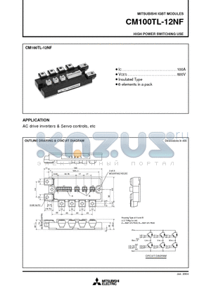CM100TL-12NF datasheet - HIGH POWER SWITCHING USE