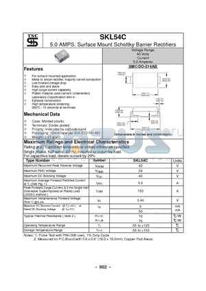 SKL54C datasheet - 5.0 AMPS. Surface Mount Schottky Barrier Rectifiers