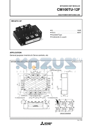 CM100TU-12F datasheet - HIGH POWER SWITCHING USE